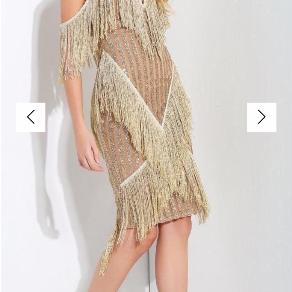 Misstook Dolores Gold Glitter Tassel Dress